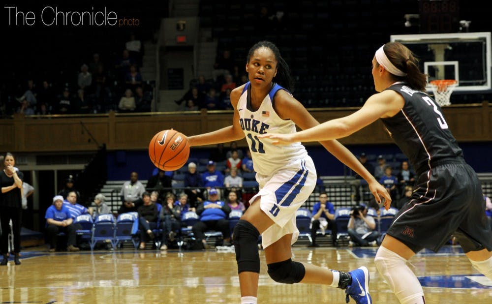 Sophomore Azurá Stevens and No. 14 Duke face another daunting test Sunday when the Blue Devils head south to take on No. 2 South Carolina.