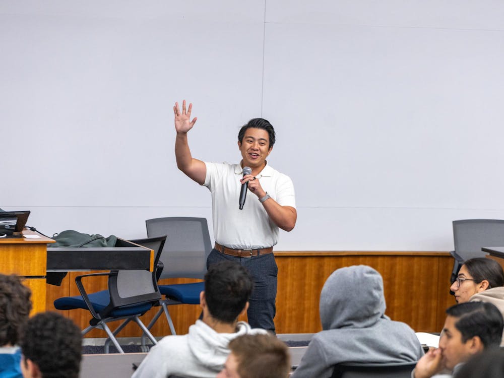 <p>Keanu Valibia, president of Graduate and Professional Student Government, delivered a special presentation about GPSG to DSG senators in November.</p>