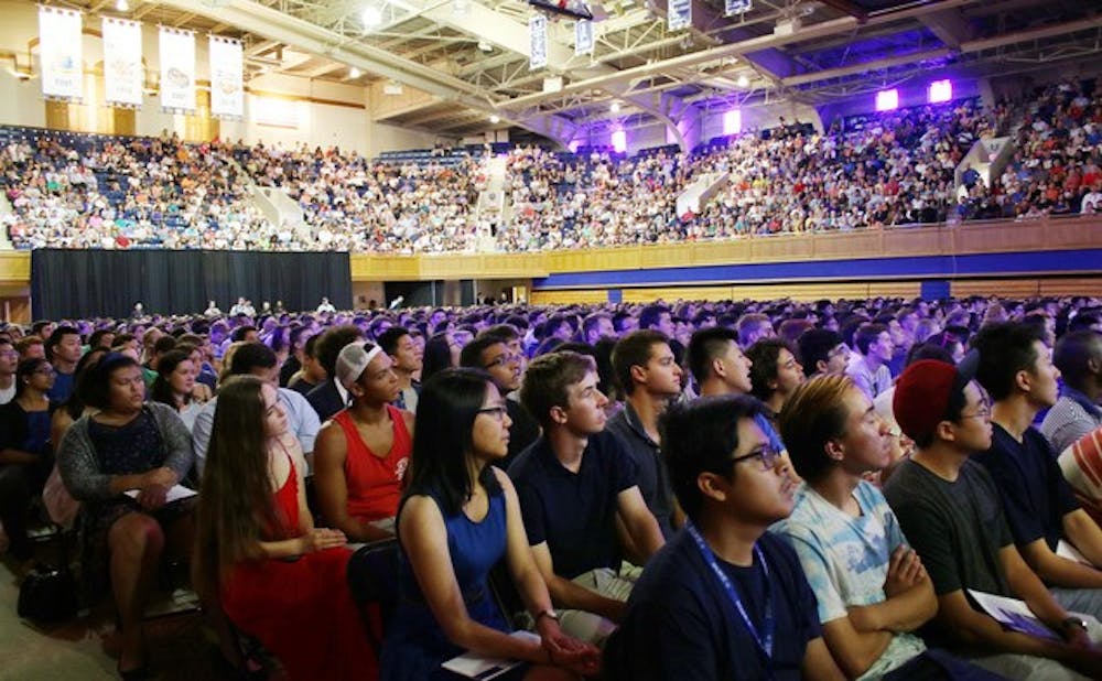 <p>The Class of 2019—one of the most diverse and second-largest in University history—takes in Convocation at Cameron Indoor Stadium.</p>