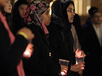 Members of the Duke and Durham communities gathered Tuesday for a candlelight vigil in honor of the anti-government protests in Egypt.