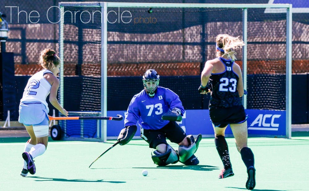<p>Goalkeeper Sammi Steele has powered the Blue Devils to their first No. 1 ranking ever.&nbsp;</p>