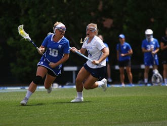 Sophomore Kyra Harney netted a hat trick for the Blue Devils, but it was far from enough for Duke Saturday in Chapel Hill.