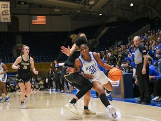 Sophomore guard Shayeann Day-Wilson rounds the corner in Duke's overtime loss to Colorado.