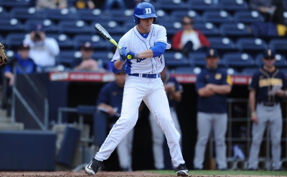 <p>Freshman Zack Kone notched two of the Blue Devils’ four hits in Wednesday’s loss at Campbell.</p>