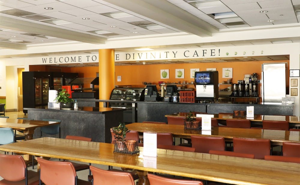 Formerly the "Divinity Refectory," Duke changed the eatery's name to the "Divinity Cafe" after a lawsuit against the University alleged trademark infringement.&nbsp;