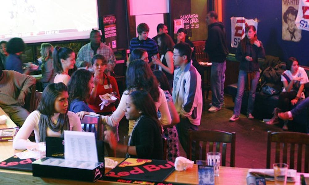 <p>Students gather in the Armadillo Grill to celebrate the end of the Hispanic Heritage Month in 2016.</p>