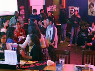 Students gather in the Armadillo Grill to celebrate the end of the Hispanic Heritage Month in 2016.