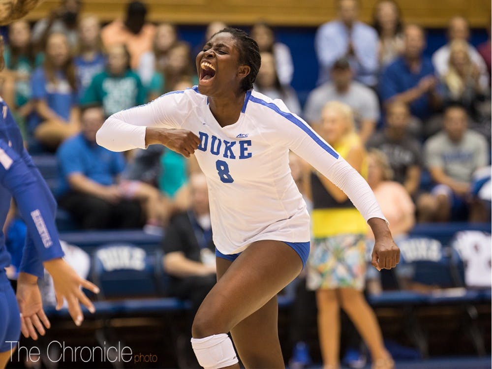 Owokoniran, seen here in 2019, has been racking up stats since her arrival at Duke.