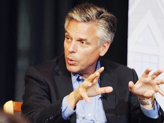 Jon Huntsman, former Utah governor and ambassador to China, speaks about U.S.-China relations at the Sanford School of Public Policy Thursday. See story page 2.