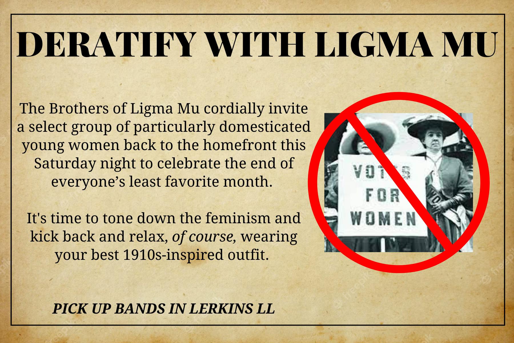 Ligma Mu to turn back the clock, hold anti-suffrage party - Vimarsana News