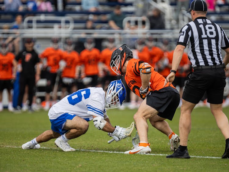 Jake Naso faces off in Duke's home matchup against Princeton.