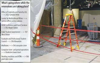 Students return from winter break to see the lower levels of the Bryan Center in the midst of renovations. The renovations, which are expected to be completed by the Fall, have displaced several offices—some temporarily and others permanently.