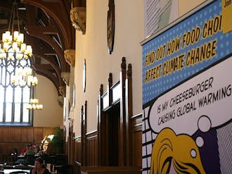 The Great Hall is offering a special lunch menu today in celebration of Bon Appetit’s fourth annual Low Carbon Diet Day.  The goal of the event is to educate students on ways to eat with a minimal carbon footprint.
