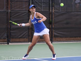 Samantha Harris won her first singles match since April 22, Monday, but it was not enough for the Blue Devils.