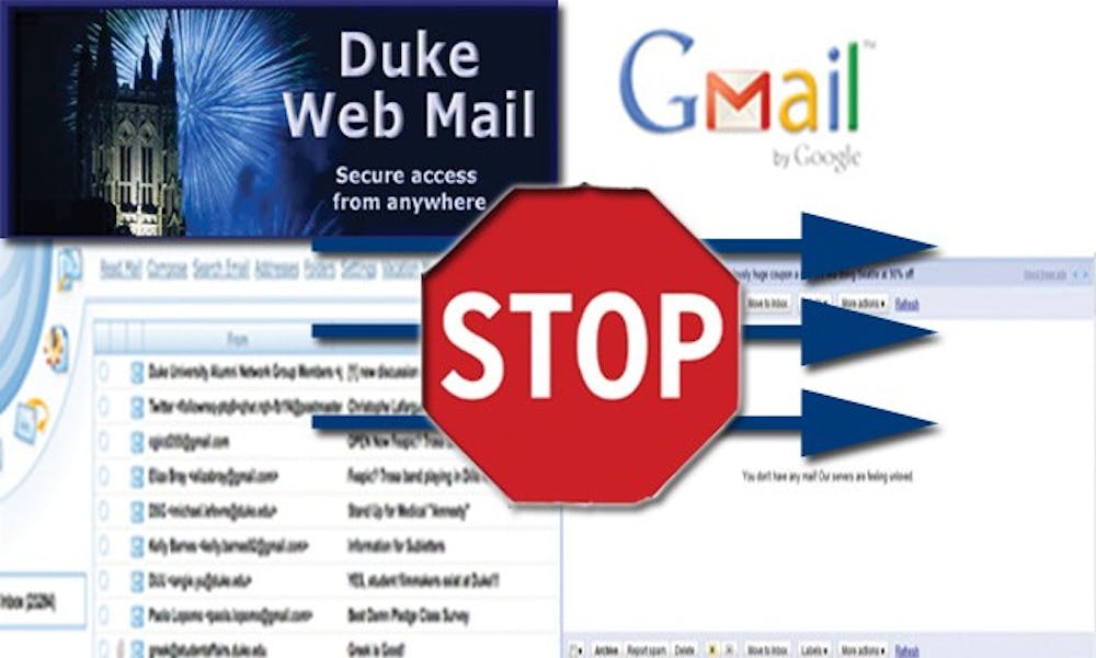 Students found their Duke WebMail failing to forward messages to their Gmail and Yahoo accounts