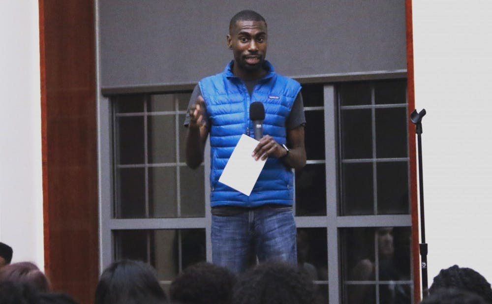 <p>Activist DeRay Mckesson spoke about the Black Lives Matter movement at two events hosted by the Black Student Alliance Thursday.</p>