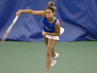 Duke team captain Mary Clayton entered the 100-Win Club last weekend during the ITA Kickoff Weekend.
