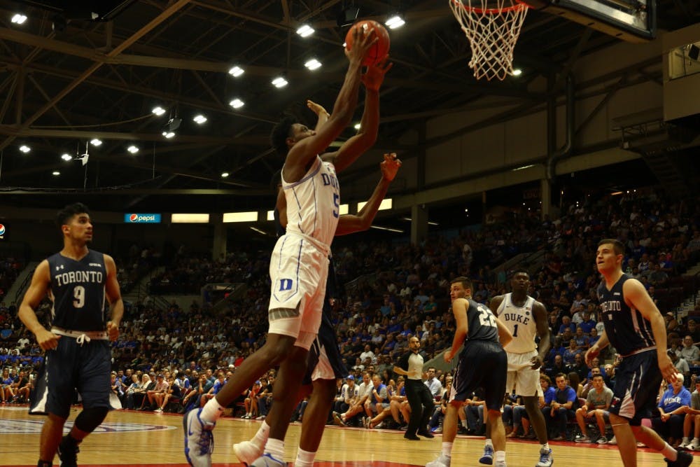 R.J. Barrett averaged 34.5 points in two games in Mississauga, Ontario.