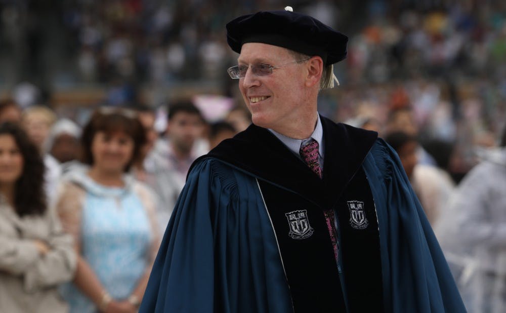 <p>Paul Farmer's 2015 commencement speech was not well-received by graduating seniors. Men's basketball head coach Mike Krzyzewski will follow Farmer May 15, 2016.</p>