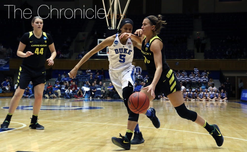 With Kyra Lambert out, the Blue Devils did not have the same defensive intensity pressuring the ball, letting Oregon generate clean looks inside and out.