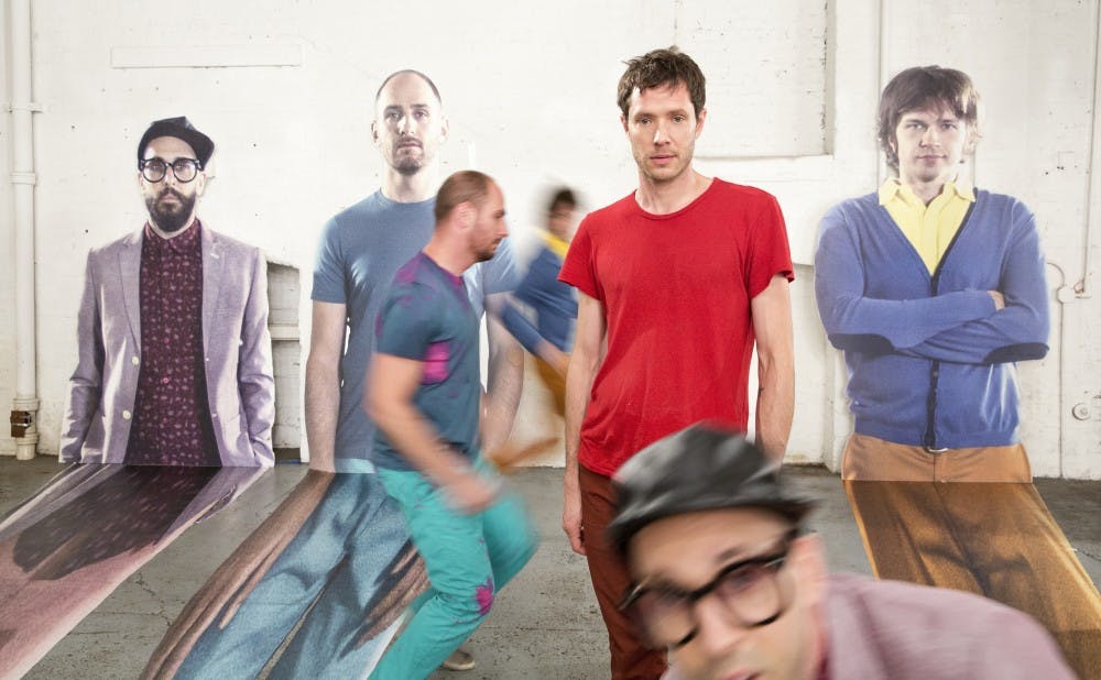 OK GO on the set of The Writing's On The WallBrookyn NY June 2014Photograph by Gus Powell