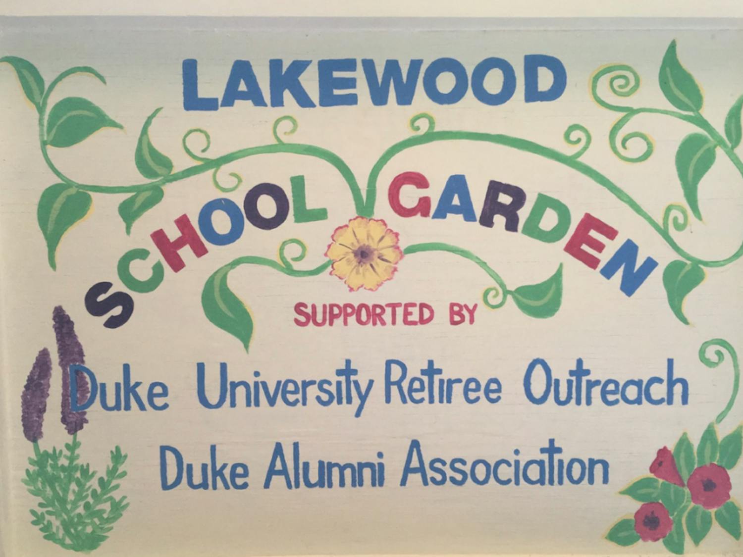 Volunteers from Duke University Retiree Outreach help manage the school garden at&nbsp;Lakewood Elementary, a Title I school in Durham.