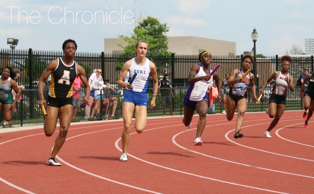 <p>The Blue Devil women set a meet record in the 4-x-400-meter relay as part of a busy weekend.&nbsp;</p>