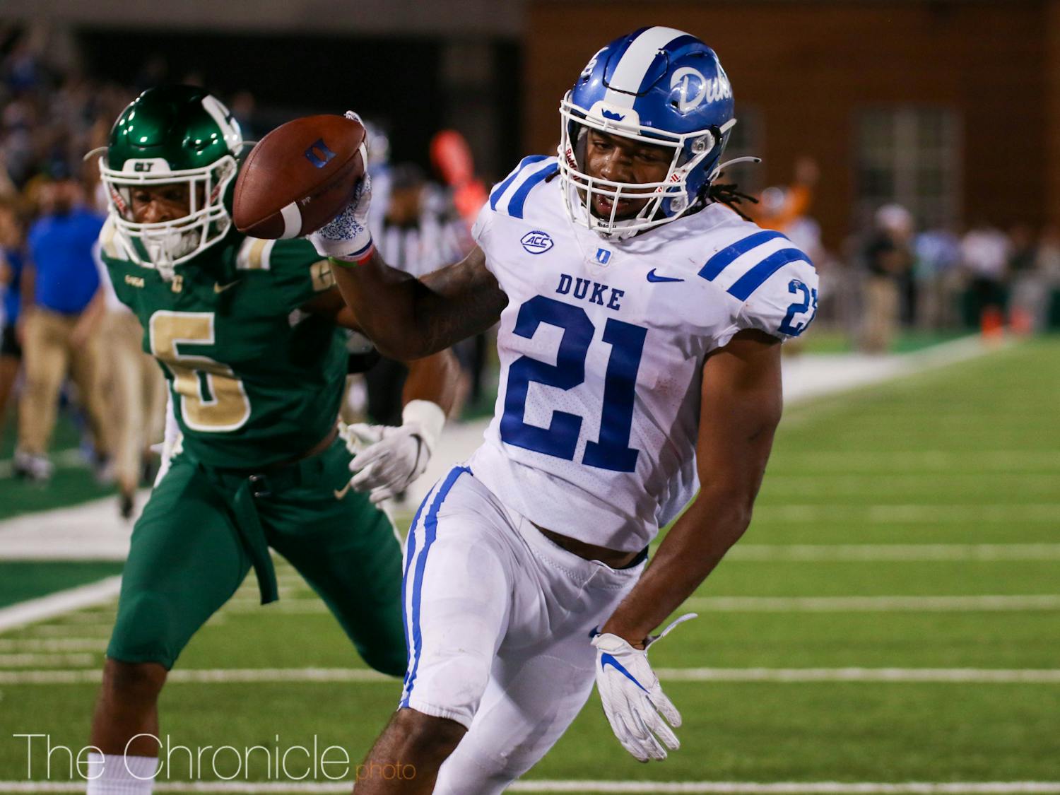 Their first game of the season, the Duke Blue Devils visited UNC Charlotte to play the 49ers. &nbsp;With a tight game, the 49ers won 31-28. Photos by staff photographer Simran Prakash.&nbsp;