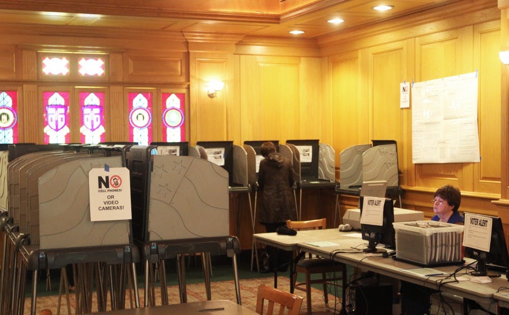 Members of the Duke community voted at one-stop early voting stations in the Old Trinity Room during the 2012 elections.