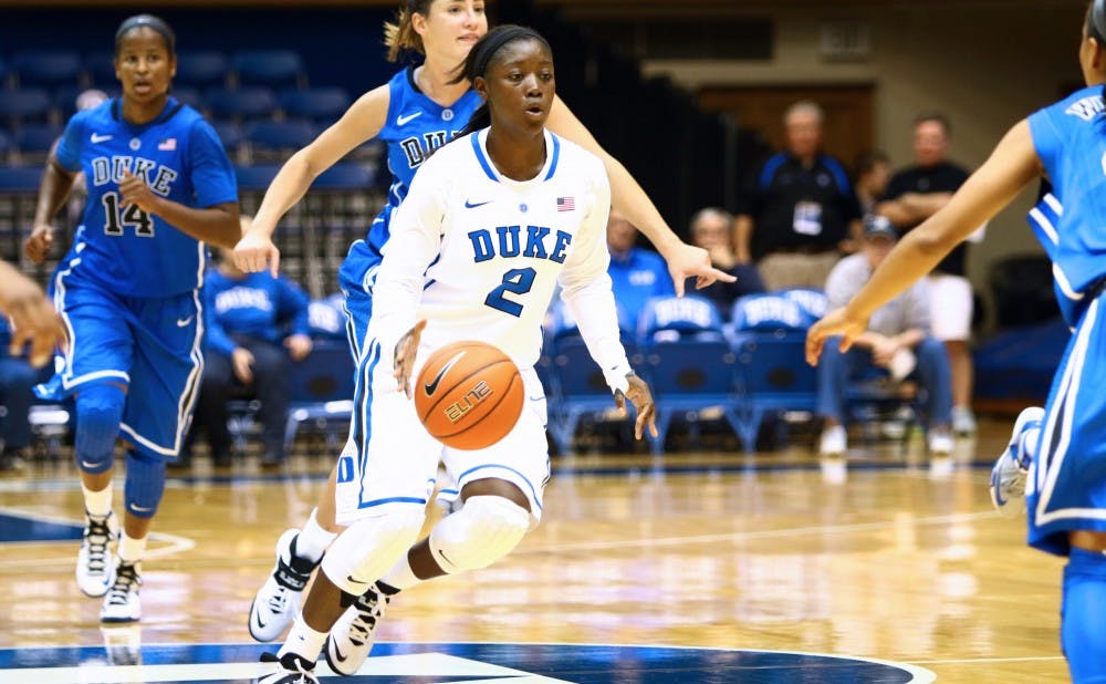 Alexis Jones scored a game-high 29 points for Duke in the team's annual Blue/White Scrimmage.