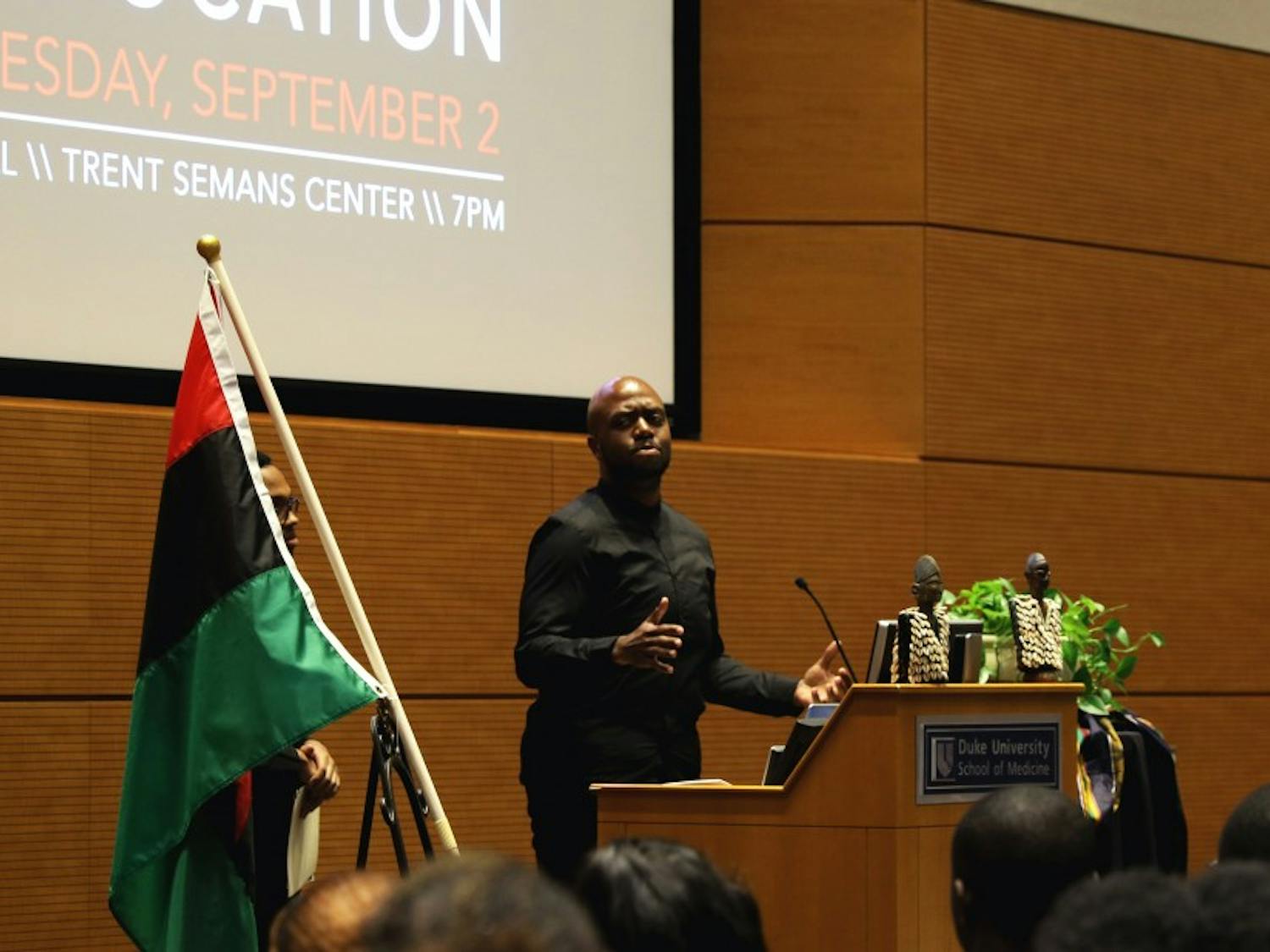 Seth Pearson, president of the Black Graduate and Professional Student Association, was one of the many speakers at the first annual Black Convocation Wednesday.