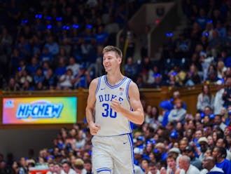 Sophomore center Kyle Filipowski, shown at Countdown to Craziness, has become a fan favorite and a centerpiece of a talented Blue Devil lineup.