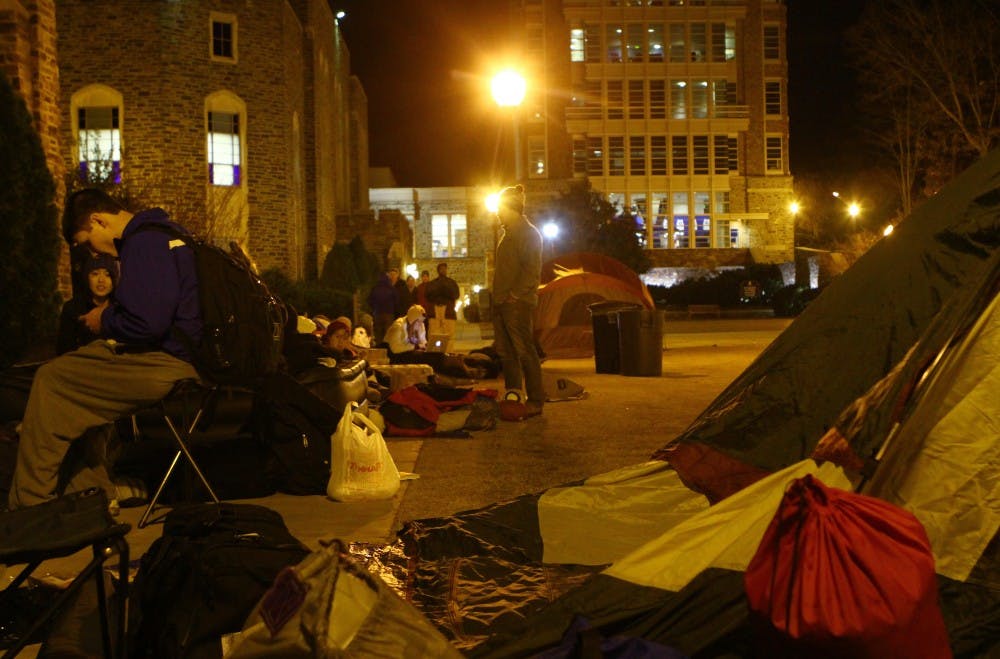 The Cameron Crazies were allowed to use tents as they waited out for the Ohio State game.