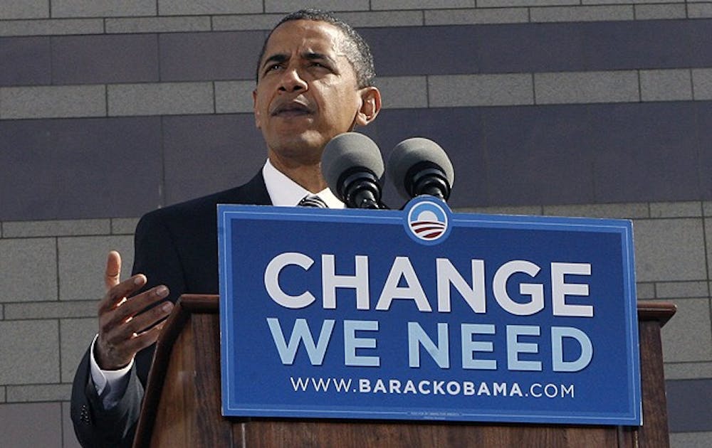 President Barack Obama stopped by the Triangle on his campaign trail for the Nov. 2008 elections. He won with nearly 75 percent of Duke students in support.