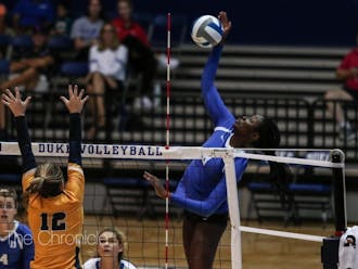 Outside hitters Ade Owokoniran (pictured above) and Payton Schwantz have become one of the fiercest duos in the ACC.