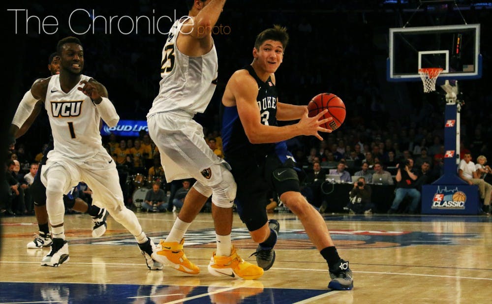 Sophomore Grayson Allen scored 15 points in each half, driving aggressively to the basket and rebounding from a 2-of-11 performance Tuesday against No. 2 Kentucky with a new career-high against Virginia Commonwealth.
