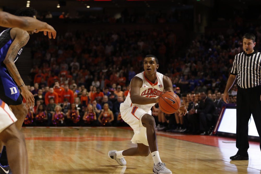 <p>A 3-point play by Donte Grantham brought Clemson to within 48-47 as the Tigers erased what had been a 12-point Duke lead.</p>