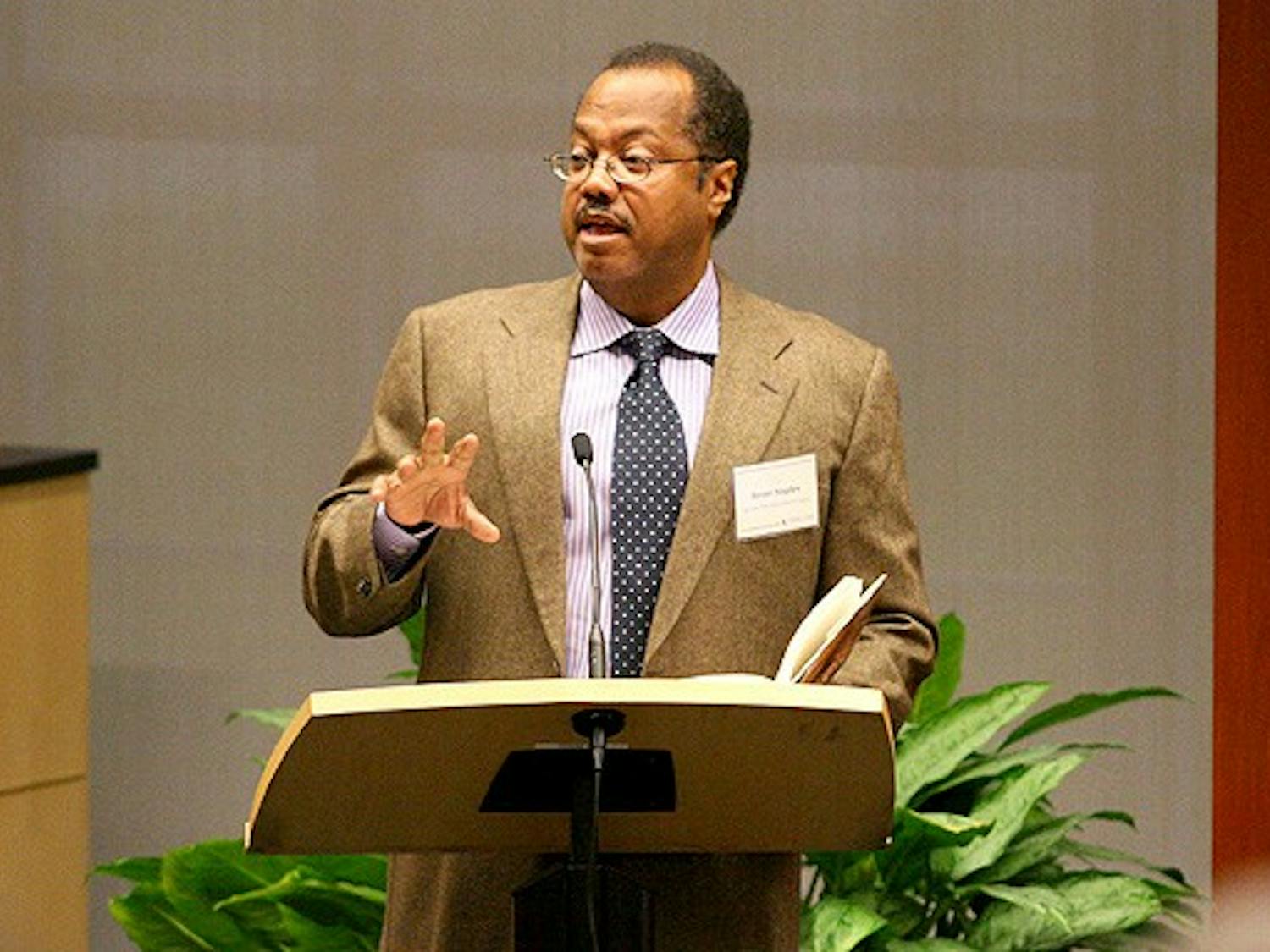 New York Times Editorial Board member Brent Staples speaks about the legacy of John Hope Franklin during the three-day conference honoring the late James B. Duke professor emeritus of history Thursday.