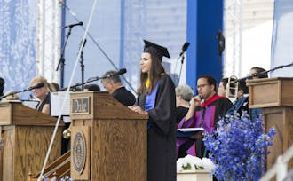 Student speaker Leah Rosen addressed the graduates at commencement.&nbsp;