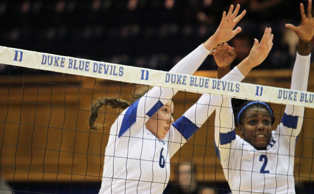 <p>Junior Alyse Whitaker put down nine kills on 11 attempts in Duke’s second match of the weekend against Cal State Fullerton.</p>