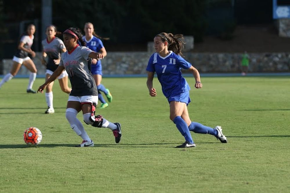 <p>Taylor Racioppi became the third Duke freshman ever to score twice in her first college start Friday.</p>