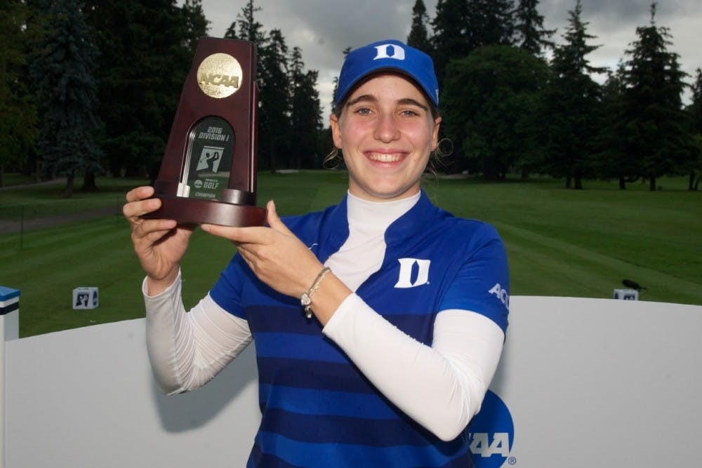 <p>Virginia Elena Carta set records for largest margin of victory, 54-hole scoring record and 72-hole scoring record during her dominant individual NCAA championship victory.</p>