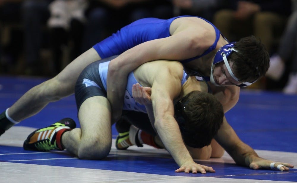 <p>Mitch Finesilver's 15-3 win at 149 pounds secured the Blue Devil victory Sunday night against Cal Poly.</p>