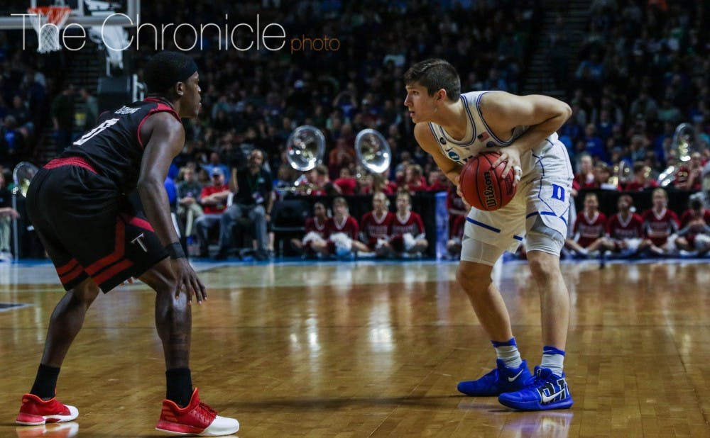Grayson Allen has been at his best late in the season and will look to quiet a raucous crowd when he enters Sunday's game.&nbsp;