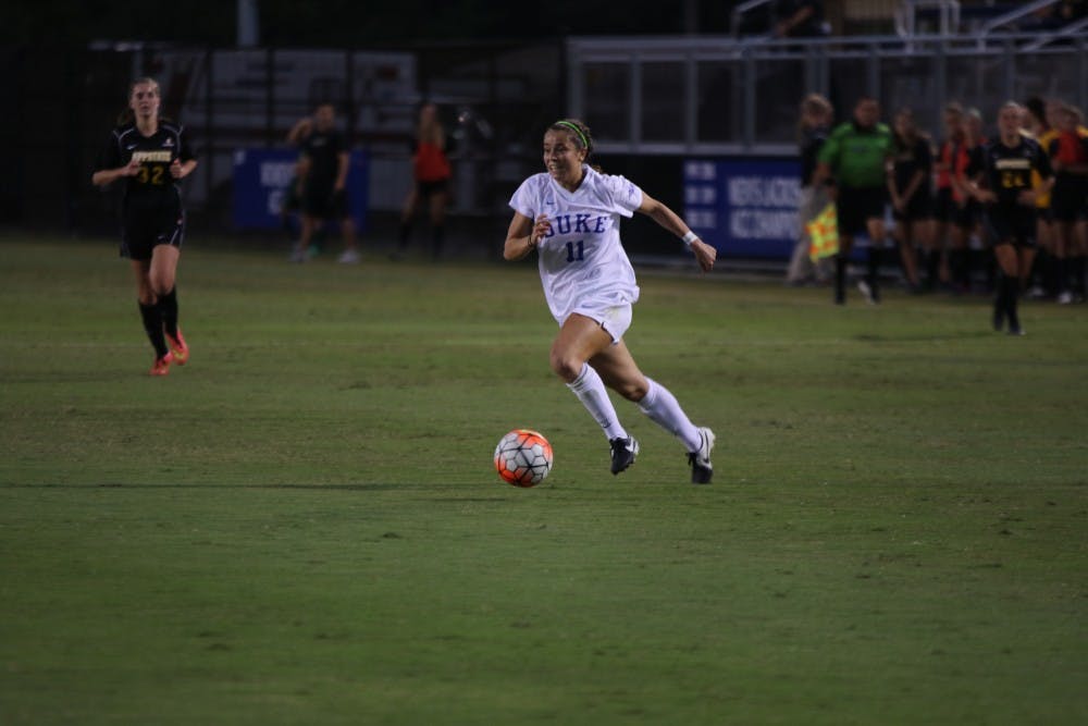 <p>Redshirt sophomore Cassie Pecht finished two goals in a three-minute span to double Duke's lead and help the Blue Devils ease past Appalachian State Thursday night.</p>