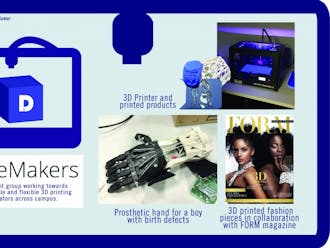DukeMakers, founded early this year, has built a prosthetic hand for a boy with birth defects and collaborated with FORM magazine to creat 3D printed fashion pieces, among other projects.