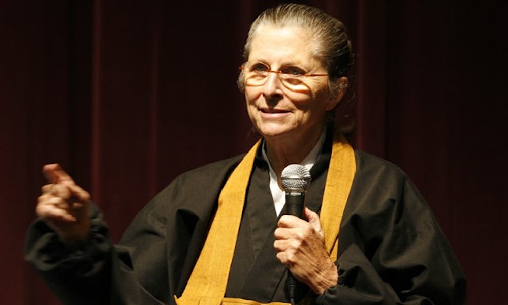 Duke Chapel’s Faith Council and the Buddhist community at Duke hosted Joan Halifax Tuesday night at Griffith Theater for a talk titled “Living in a World of Radical Uncertainty.”
