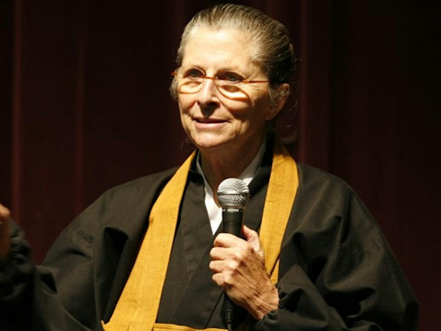 Duke Chapel’s Faith Council and the Buddhist community at Duke hosted Joan Halifax Tuesday night at Griffith Theater for a talk titled “Living in a World of Radical Uncertainty.”
