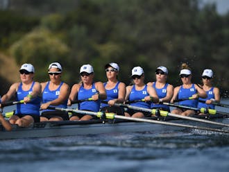 The Blue Devils' 2V8 won its last race of the season Sunday in the C final to finish 13th at the NCAA championship.