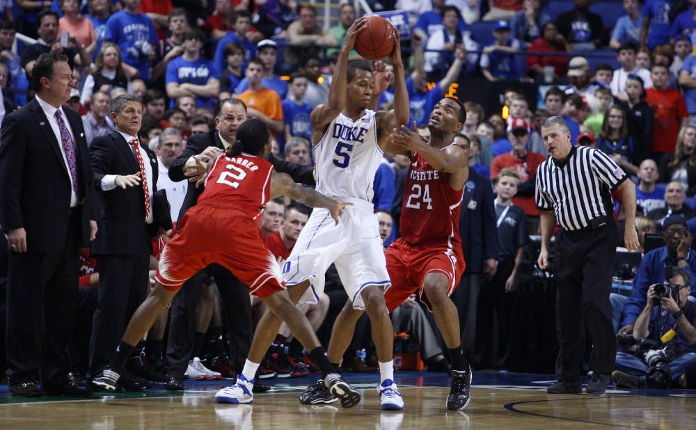 Duke defeated N.C. State 75-67 in the semifinals of the ACC Tournament. The Blue Devils were lead by freshman Jabari Parker, who scored 20 points on the 19th birthday.
